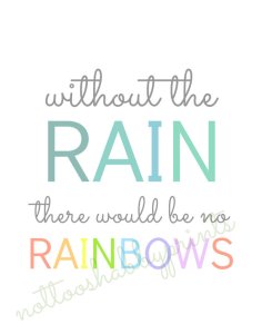 no rainbow without the rain